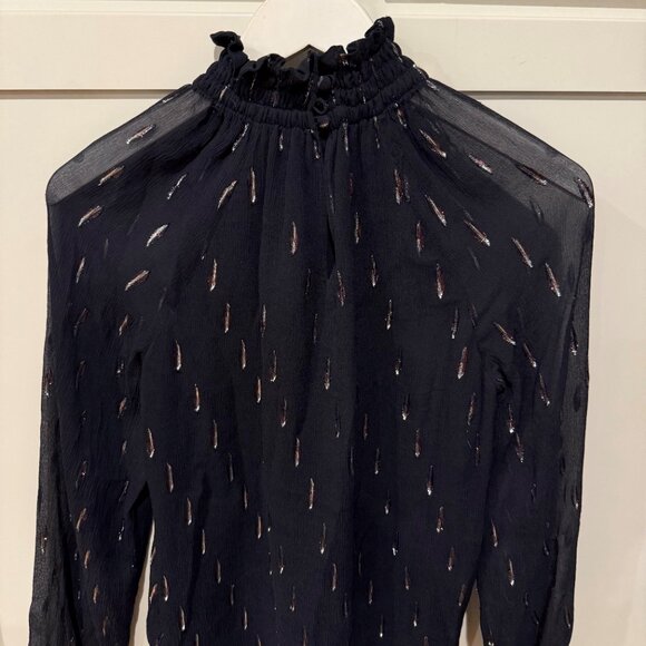 Rebecca Taylor Navy Metallic Blouse - Picture 2 of 2